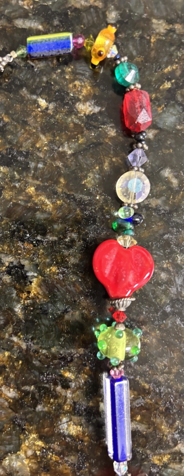 Vtg Italian Venetian Murano Art Glass Bead Necklace Different Shapes & Colors