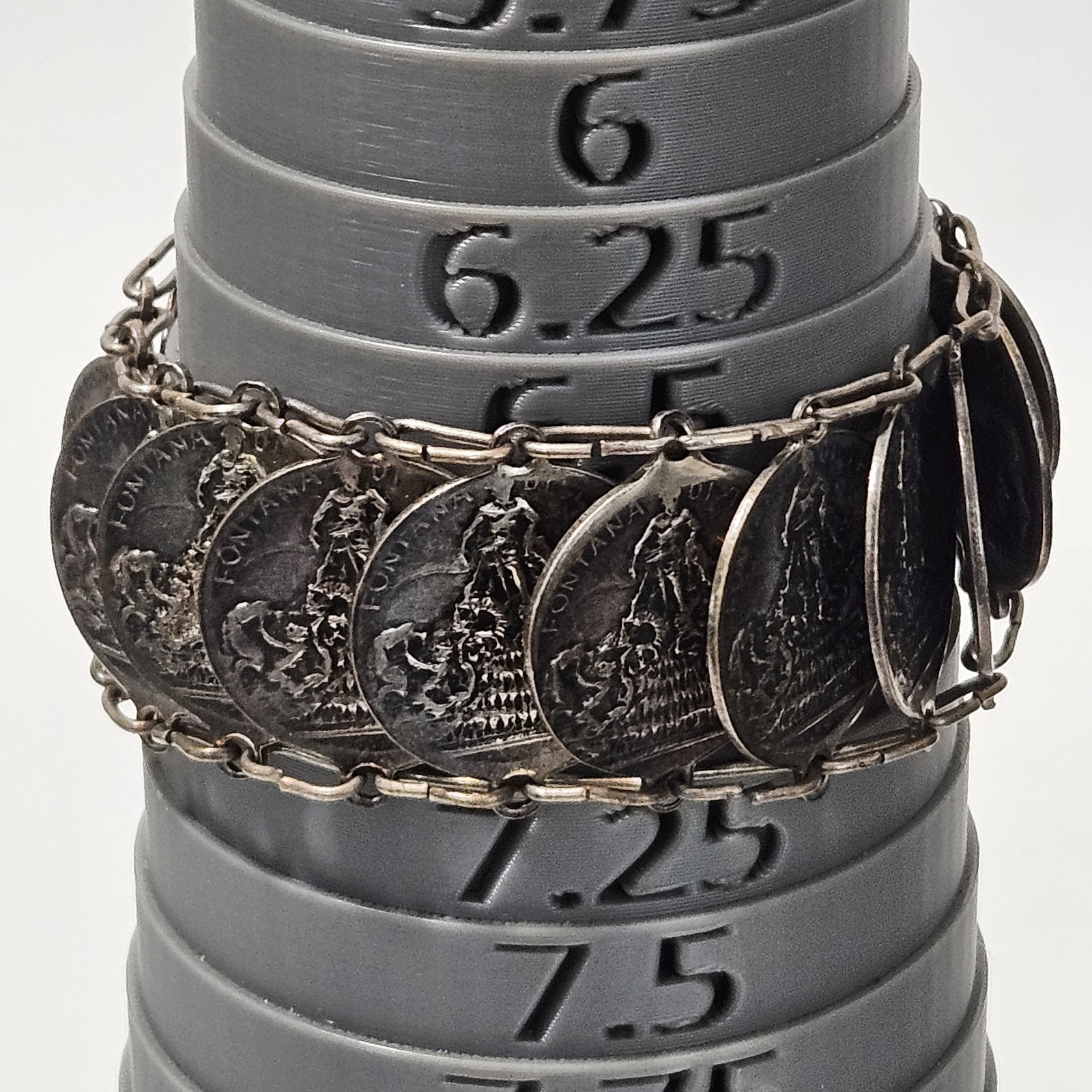 Vintage Roma Rome Coin Link Bracelet Fold Over Clasp 7″