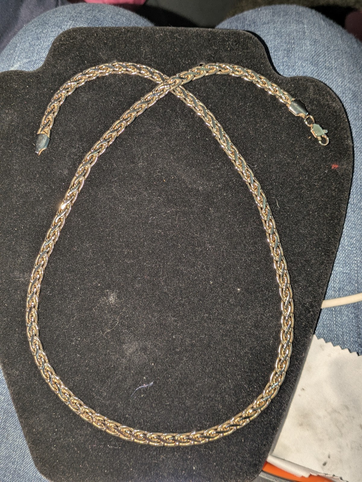 Heavy Vintage 14K Gold-Filled Woven Wheat Chain Necklace – 24 Inches, 49.07g