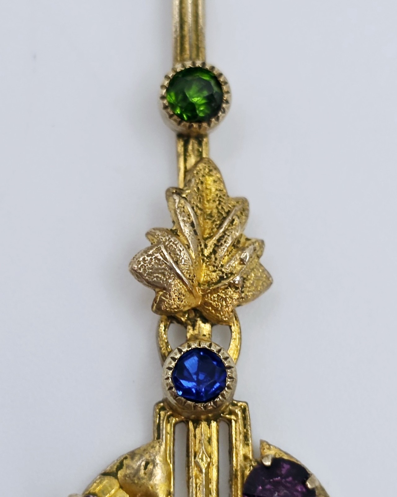 Antique Edwardian Suffragette Lavalier Pendant Necklace 14K Gold Filled Chain