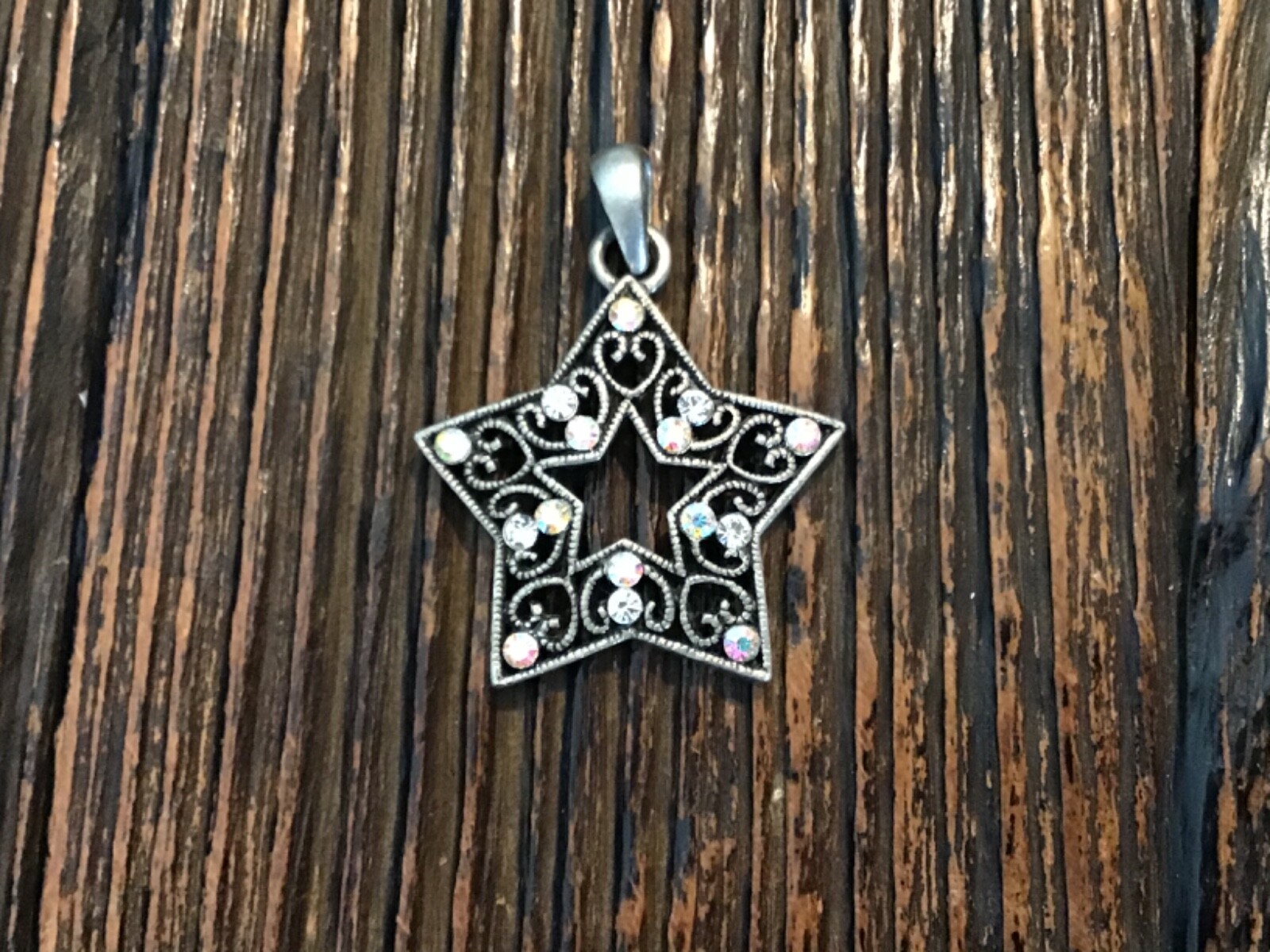 Vintage Silver Plated Rhinestone Star Pendant