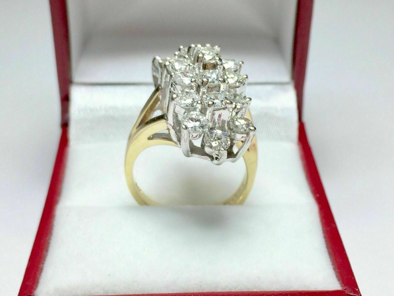 4.10 Ct White Diamond Art Deco Vintage Engagement Ring 14K Yellow Gold FN
