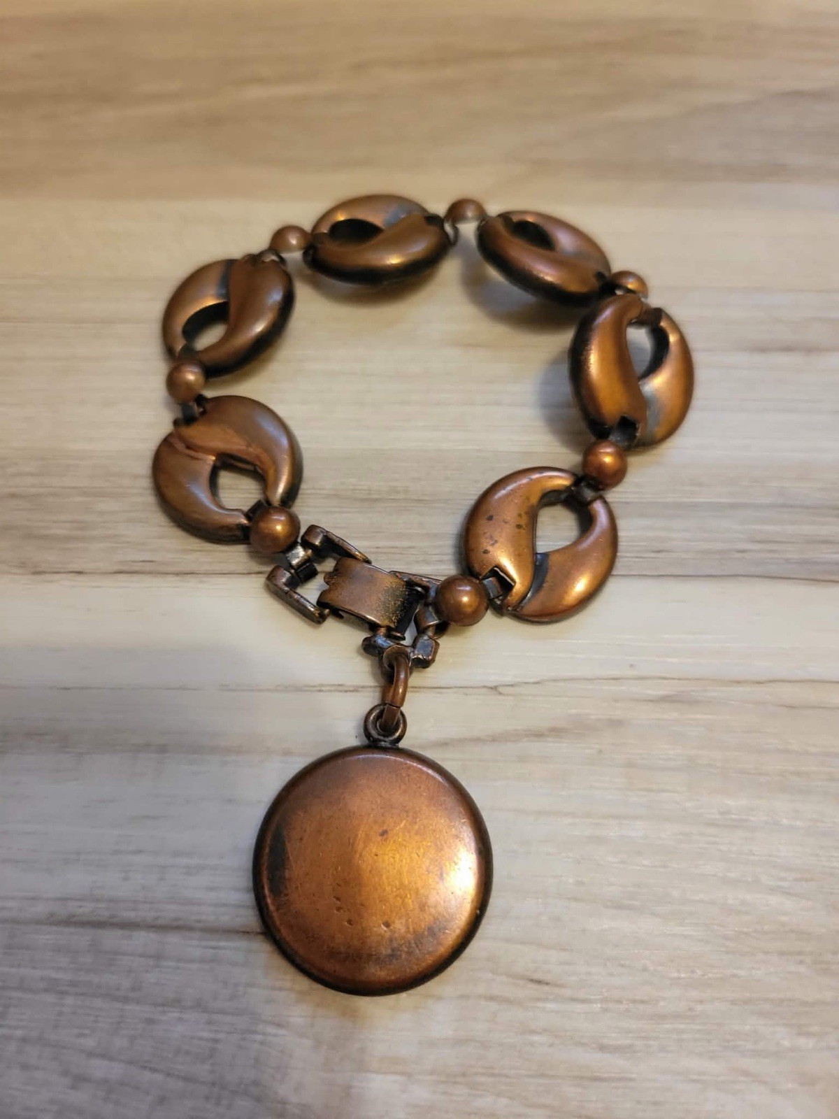 Vintage Copper Beads and Metallic Coated Beads Necklace Set, Earrings, Bracelet