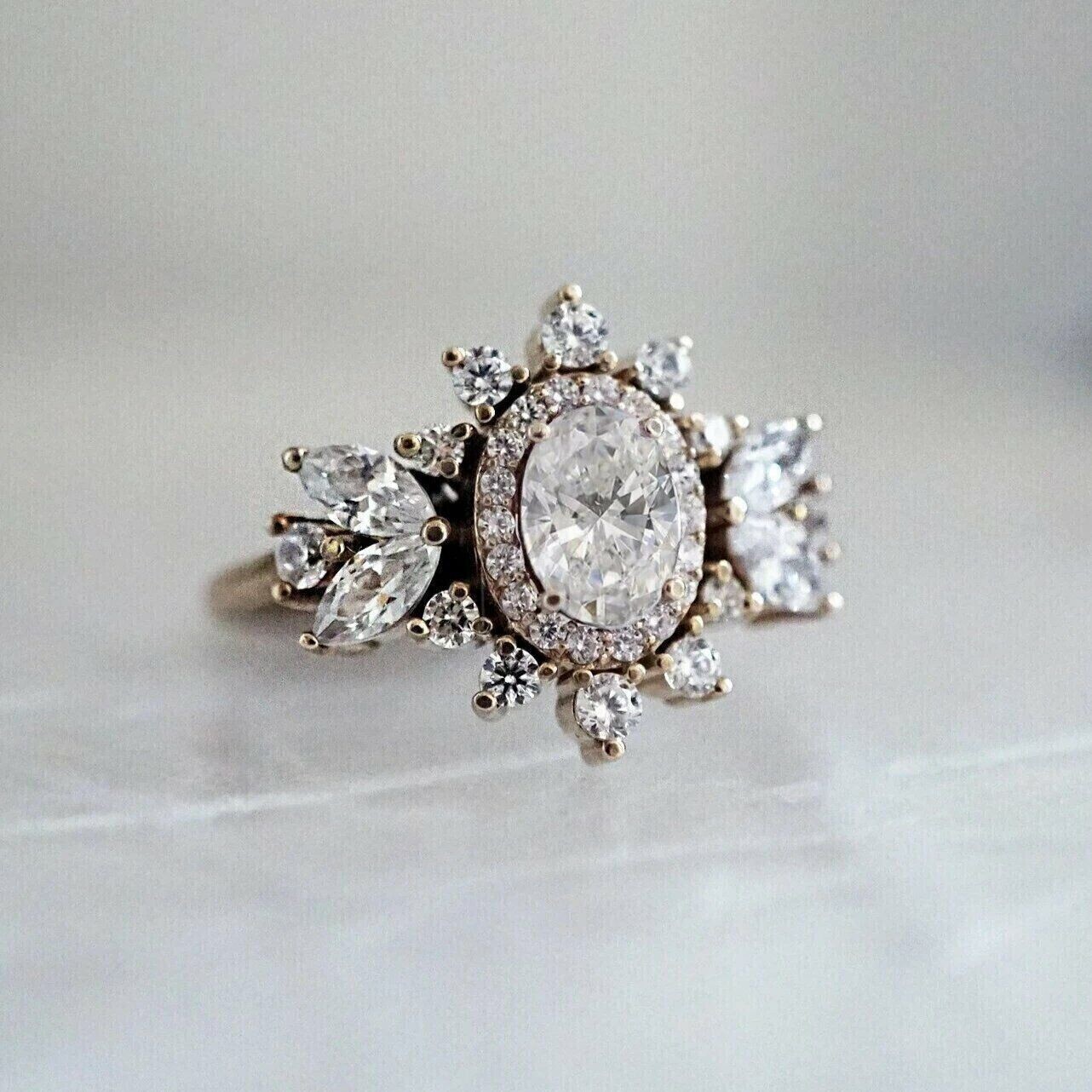 3CT Oval Cut Lab Created Diamond Women’s Engagement 14K Rose Gold Finish Ring