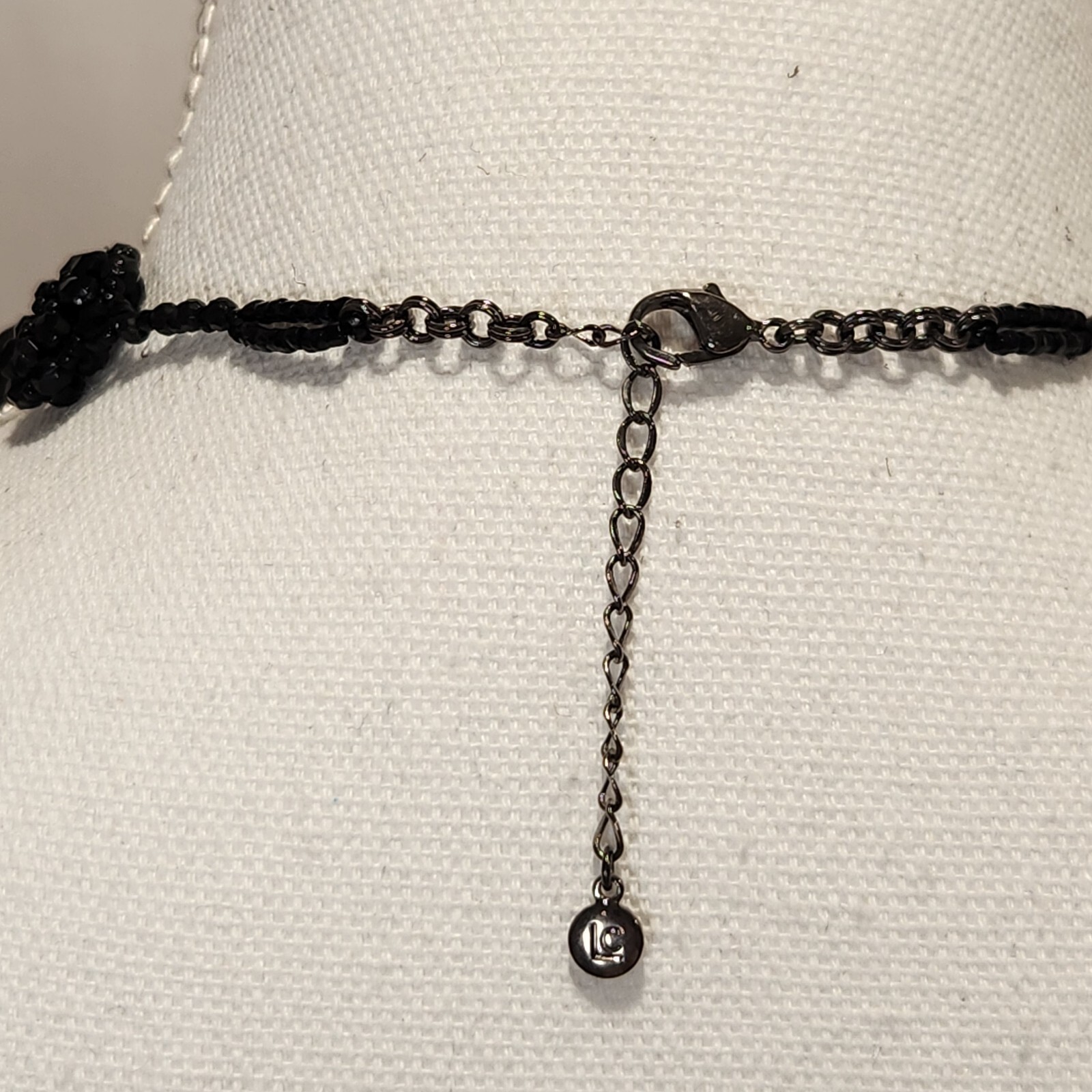Elegant Black Beaded Statement Necklace Evening Formal Jewelry 24″