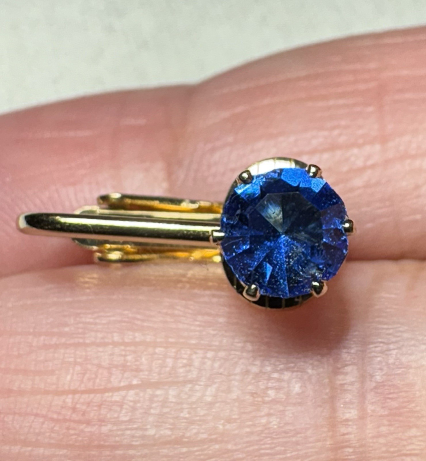 Vintage 1950s Blue Earring Clip-On Studs Marked 14K THGE B.C. Lind / Lindenwold