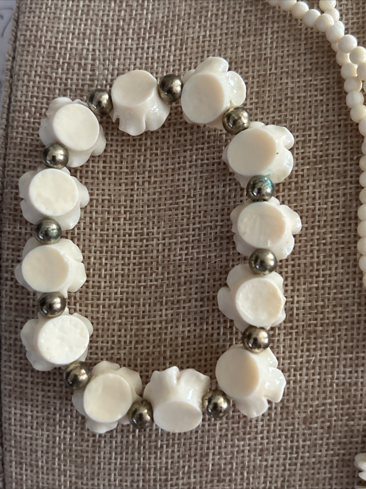 VTG JEWELRY SET LOT Carved Plastic Resin Floral Flower Rose BRACELET NECKLACE