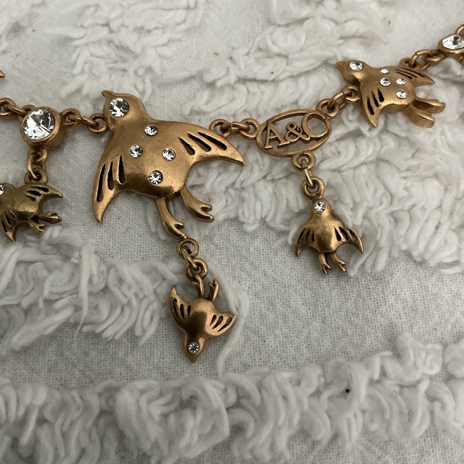 A&C Bird Escape In Flight French Necklace, Gold- Rare