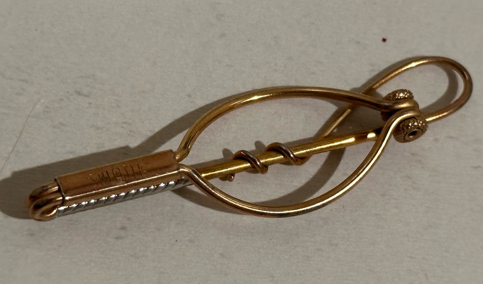 Swank Horse Riding Crop Equestrian Tie Bar Gold Tone Tie Clip Vintage
