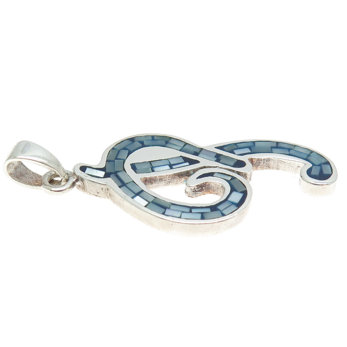 925 Sterling Silver Vintage Real MOP Inlay Letter “P” Initial Pendant