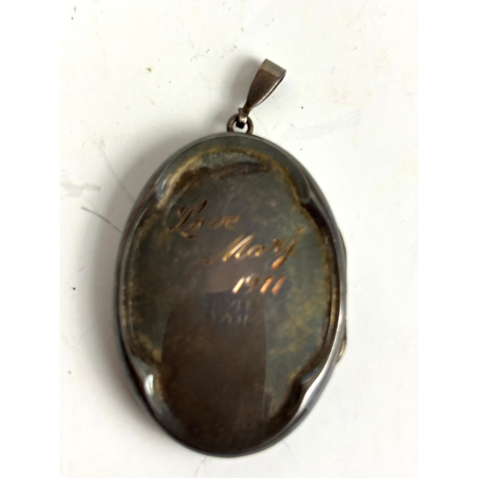 Vintage Sterling Silver Floral Engraved Oval Photo Locket 1971 Pendant