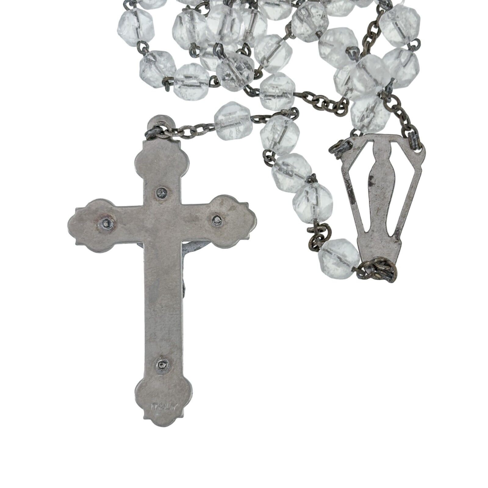 Vintage INRI Italy Sterling Silver 925 | Crystal Beaded Crucifix Rosary