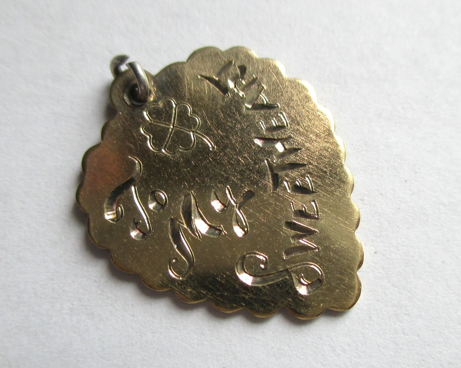 VINTAGE STERLING SILVER TO MY SWEETHEART LOVE TOKEN CHARM CLOVER GOLD WASH