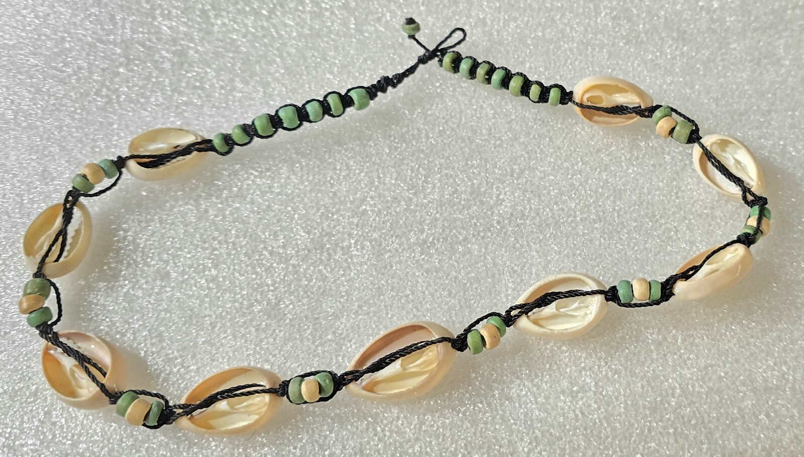 Hemp Woven Braided Beads & Shells Necklace 18″ Long