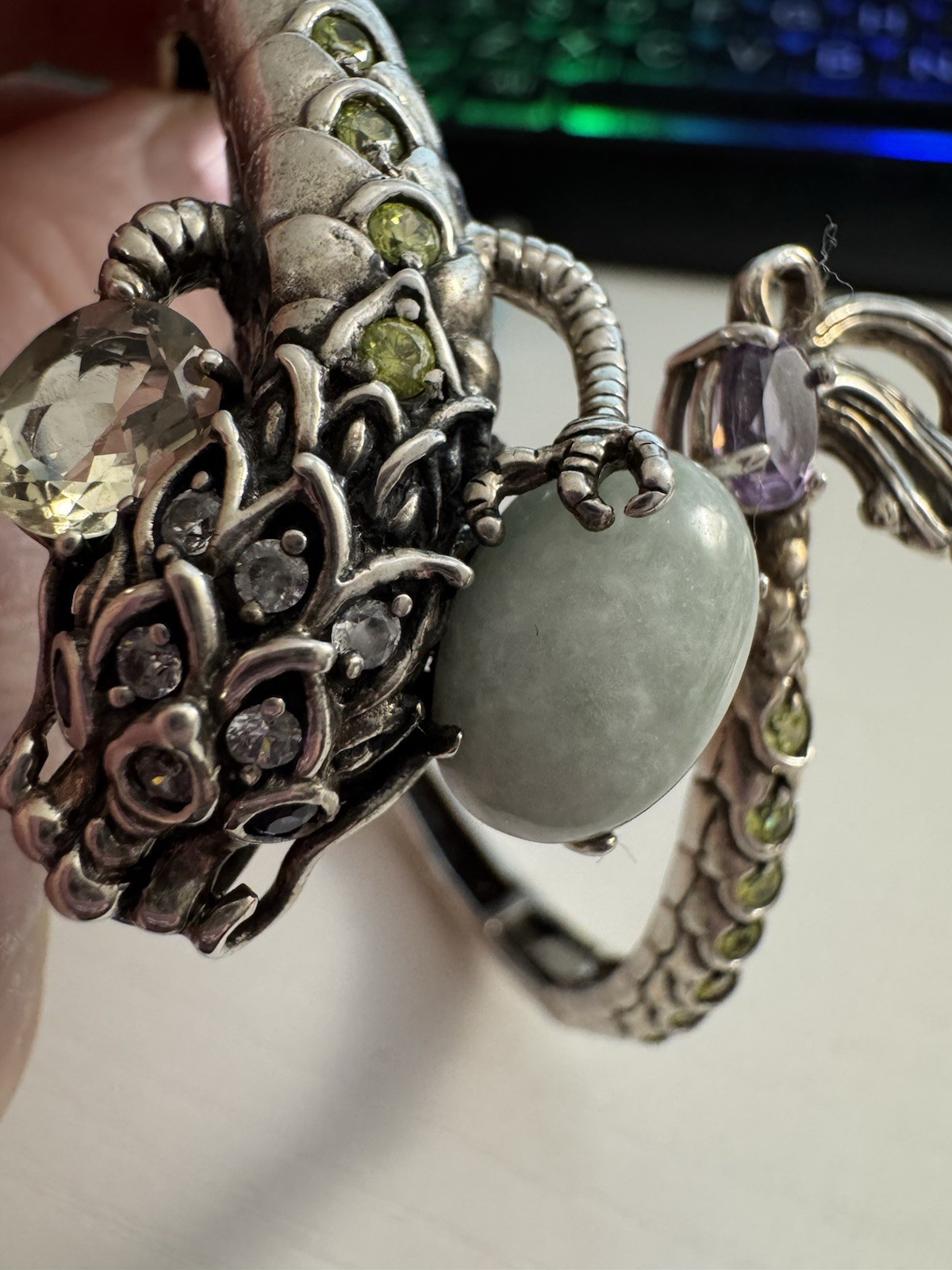 Jade of Yesteryear Sterling Silver Dragon Bracelet