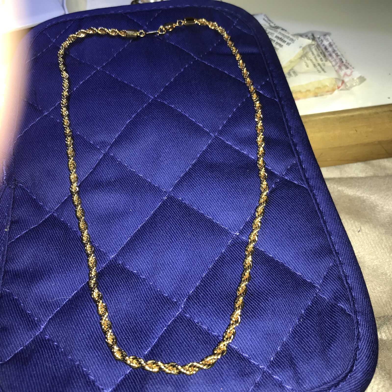 Vintage 16-in Gold Tone Rope Necklace Lobster Claw Clasp Signed Korea