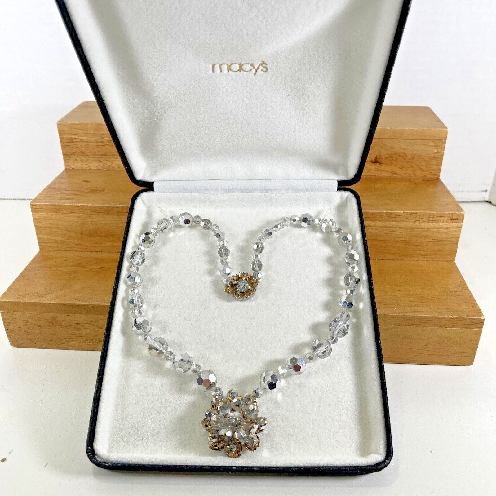 Vintage Macy’s Beaded Statement Gold Tone Choker 17.5″ in Presentation Box