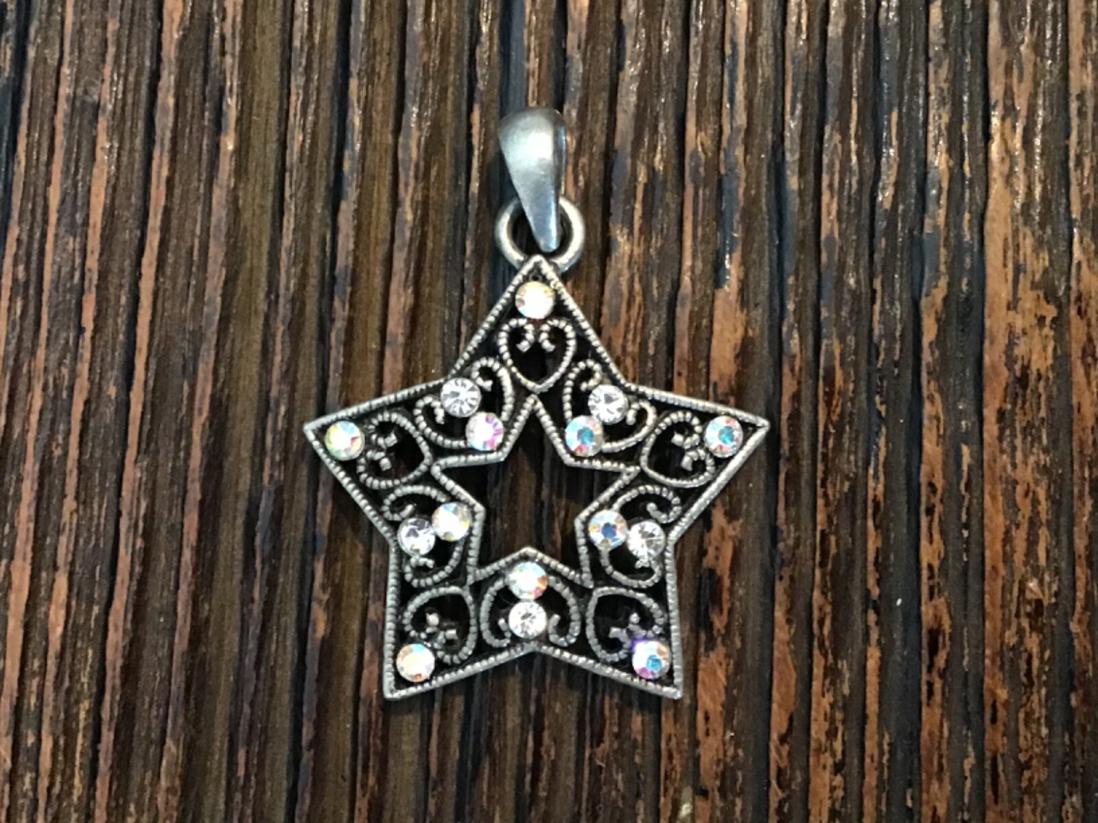 Vintage Silver Plated Rhinestone Star Pendant