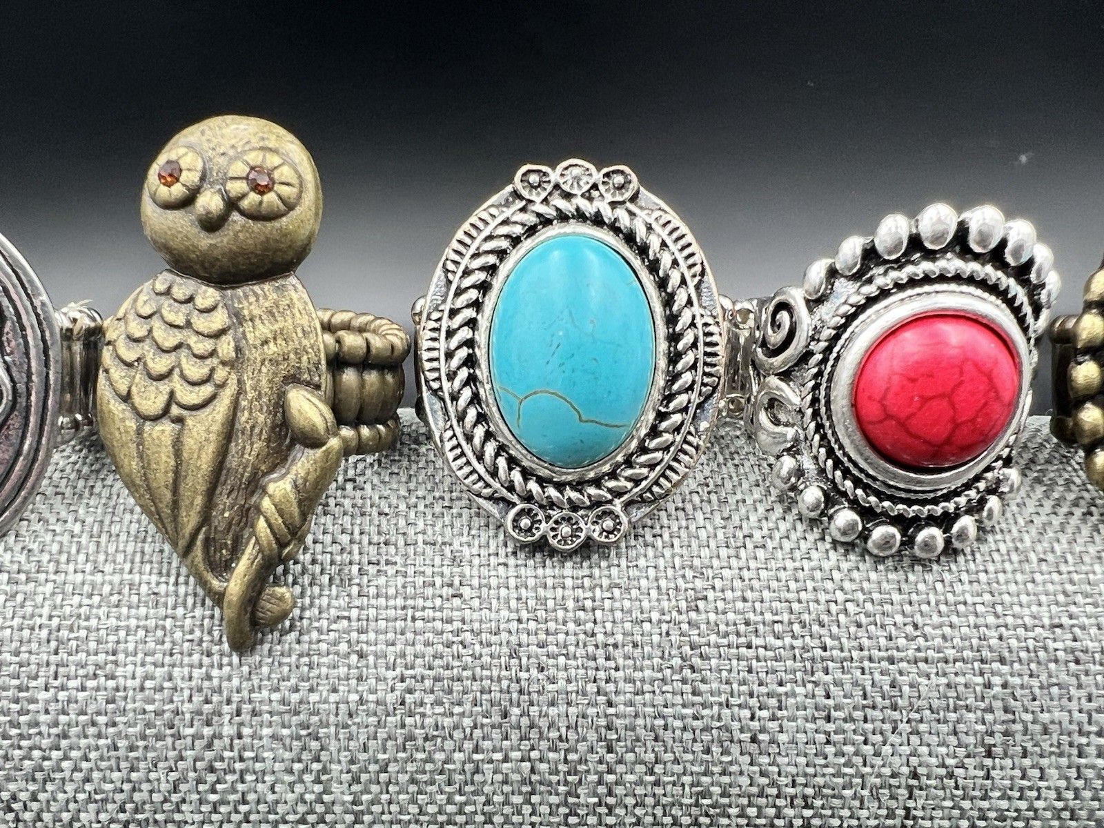 5 Vtg to Modern Silver Tone Stretch Band Ring Lot Southwestern Boho – One Size