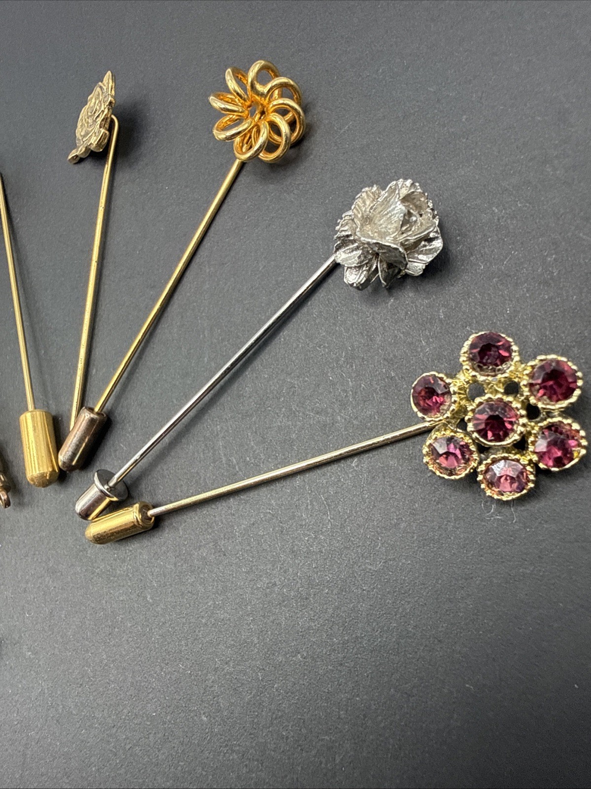 Lot Of Stick Pins – Spring Summer Flowers Metal Ceramic Rhinestone B7