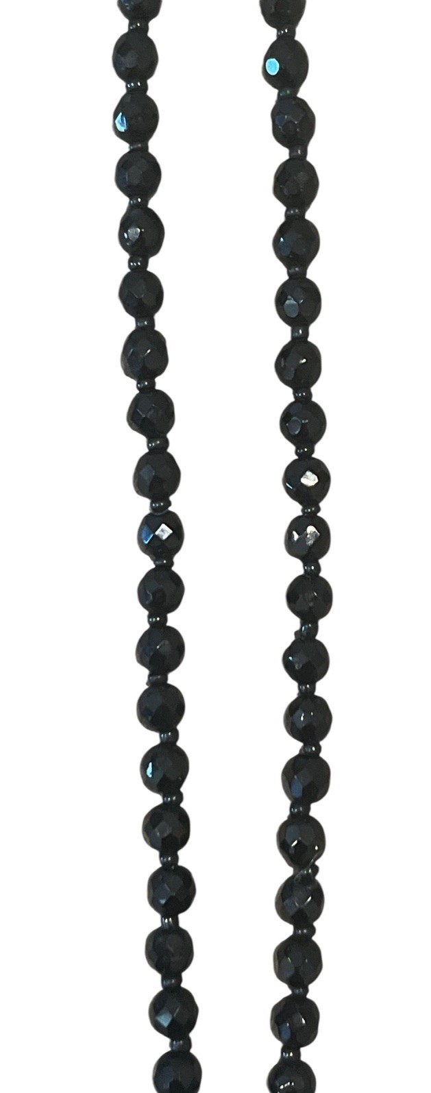 Vintage Estate Black Faceted Crystal Y Rosary Style Necklace