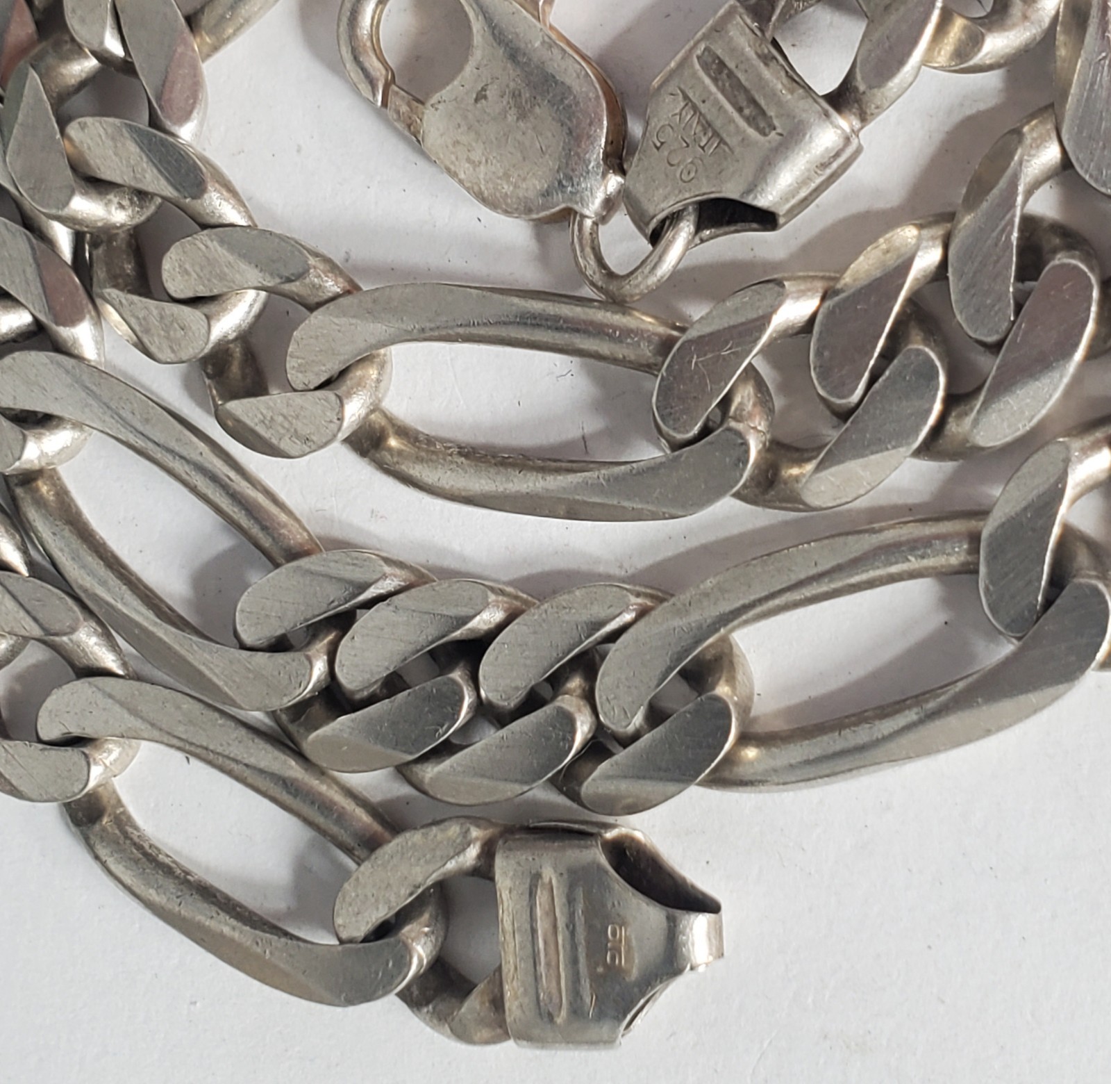 Vintage Sterling Silver Heavy ITALY Cuban Figaro Chain Necklace Lot 21.25″