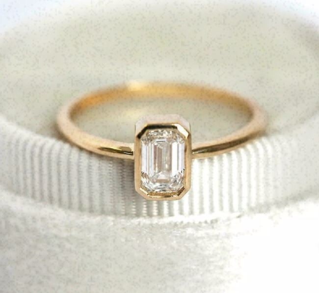 1.50Ct Emerald Lab Created Diamond 14K Yellow Gold Plated Solitaire Wedding Ring