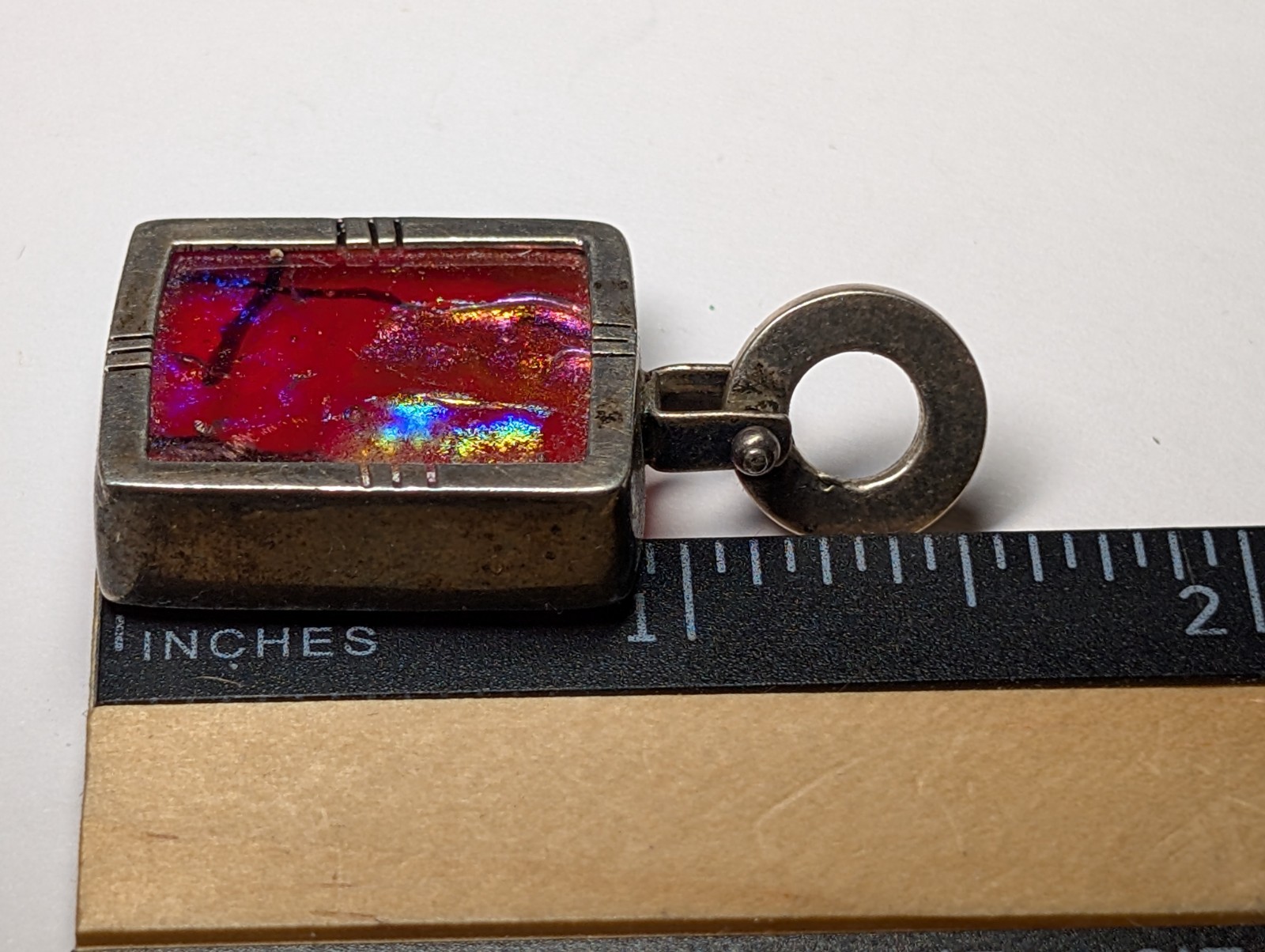 VINTAGE DICHROIC STERLING SILVER PENDANT SIGNED MEX925 R*G WEIGHS 13+ GRAMS