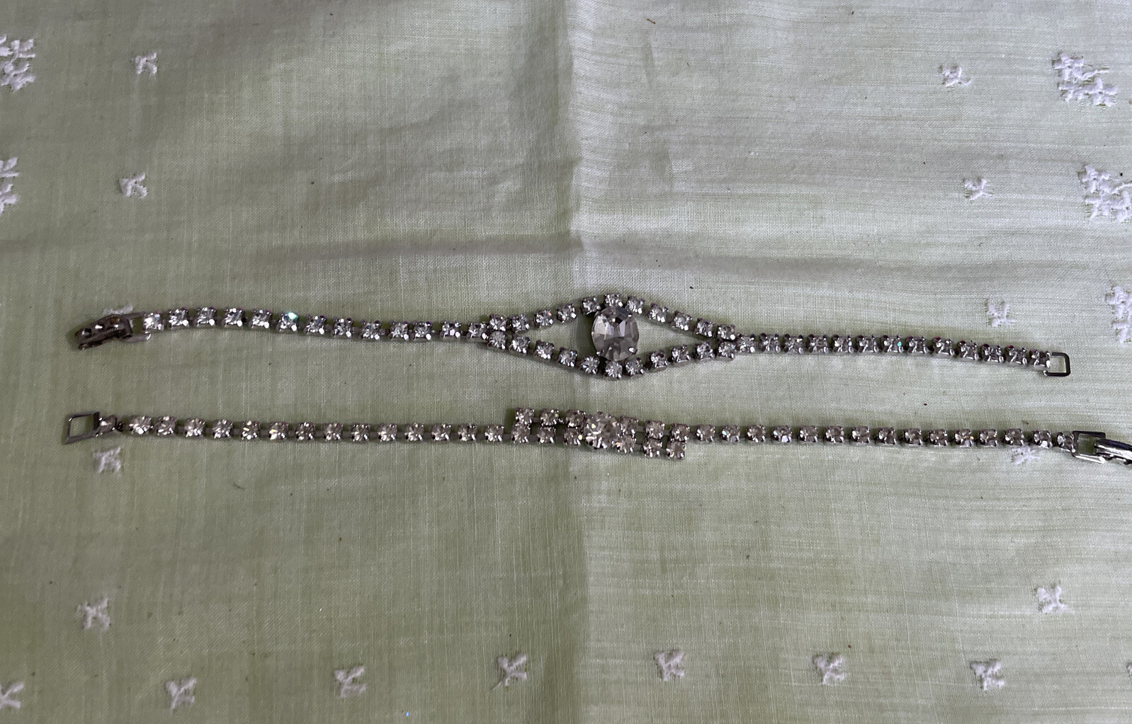 Vintage 6-1/2″ Silver Tone Rhinestone Bracelets Wedding Prom Jewelry YT-29