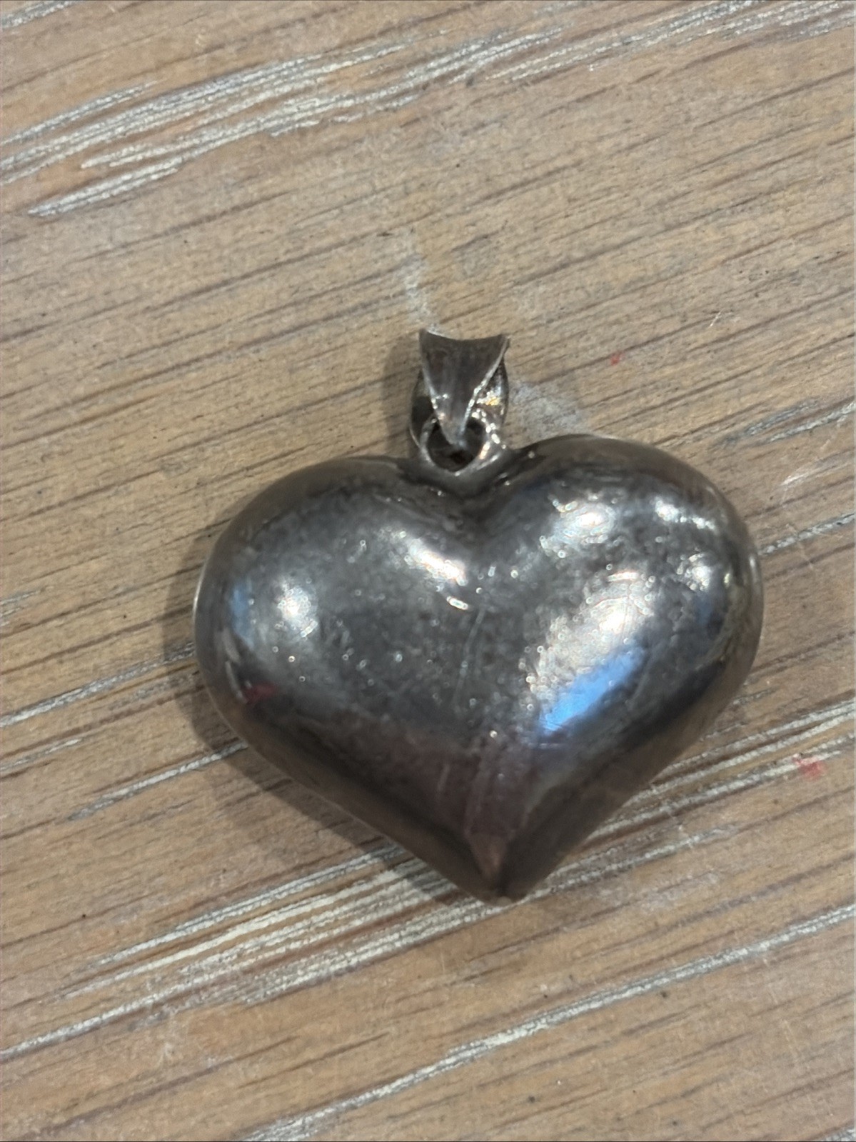 Vintage 925 Sterling Silver Puff Heart Pendant Charm