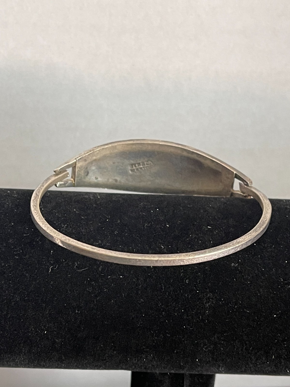 Vintage Bracelet Mexico Alpaca Silver Celestial Abalone Mother of Pearl Inlay