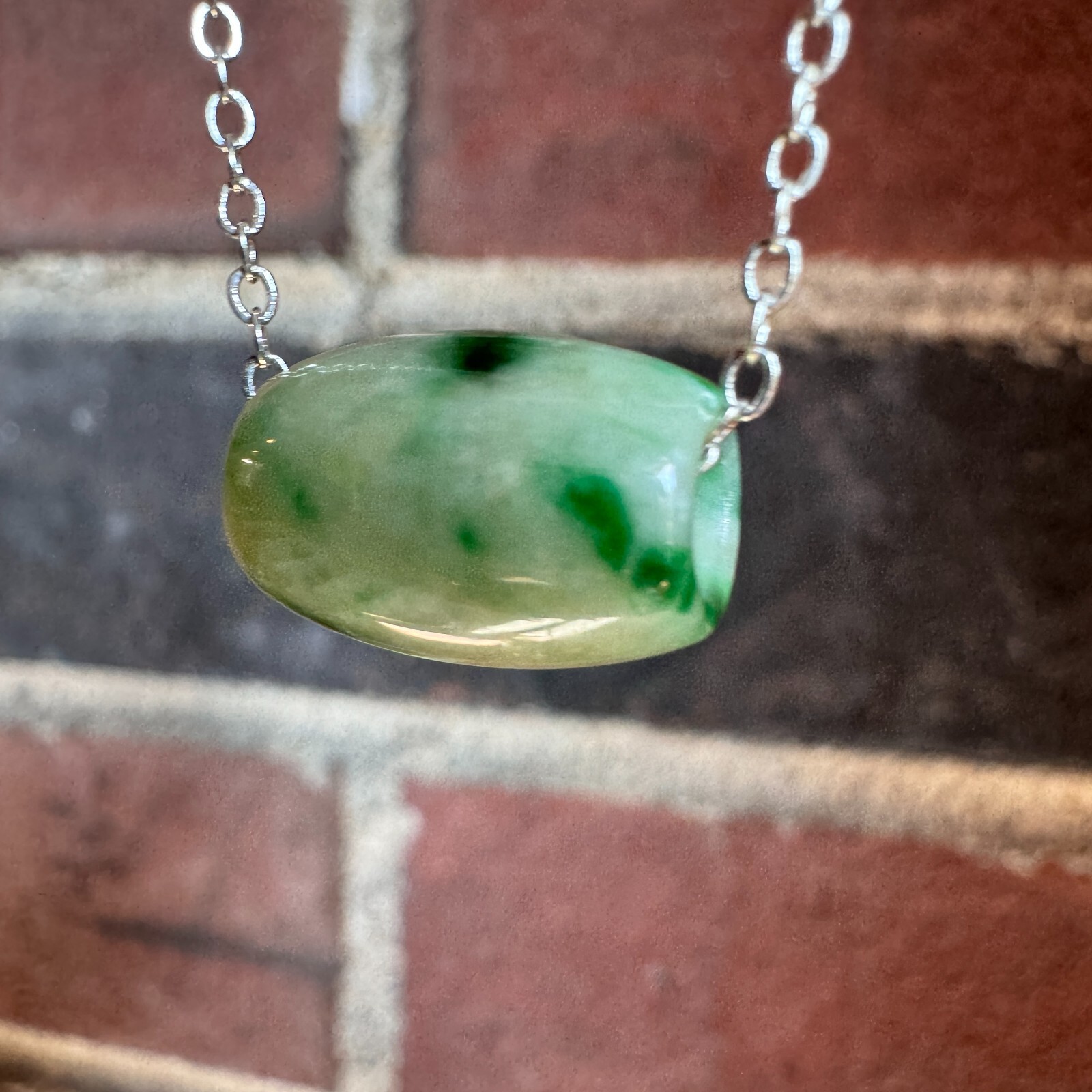 Certified Grade A Burma Jadeite Necklace Transference Bead Design Vivid Green