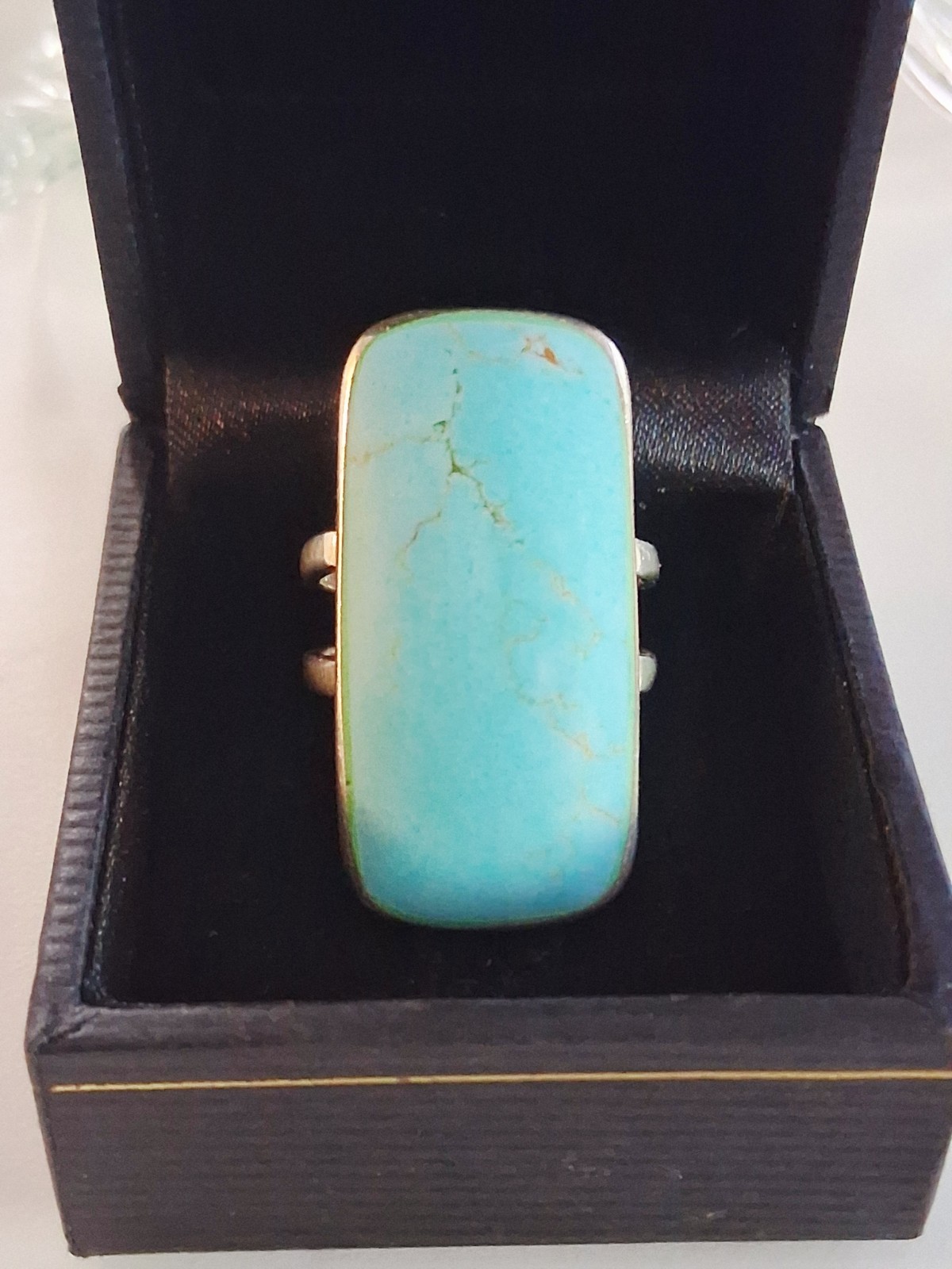 ATI Annika Witt Mexico Turquoise Large Statement Ring Size 8.75 Sterling Silver
