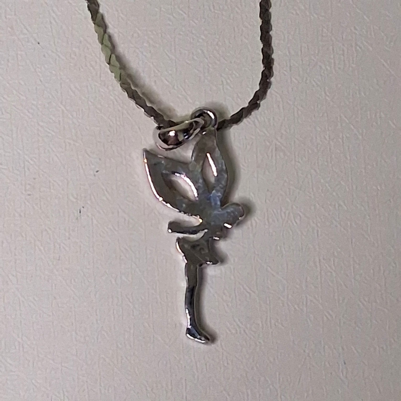 Rhinestone Fairy Pendant Necklace Silver Tone Whimsical Fantasy Vintage