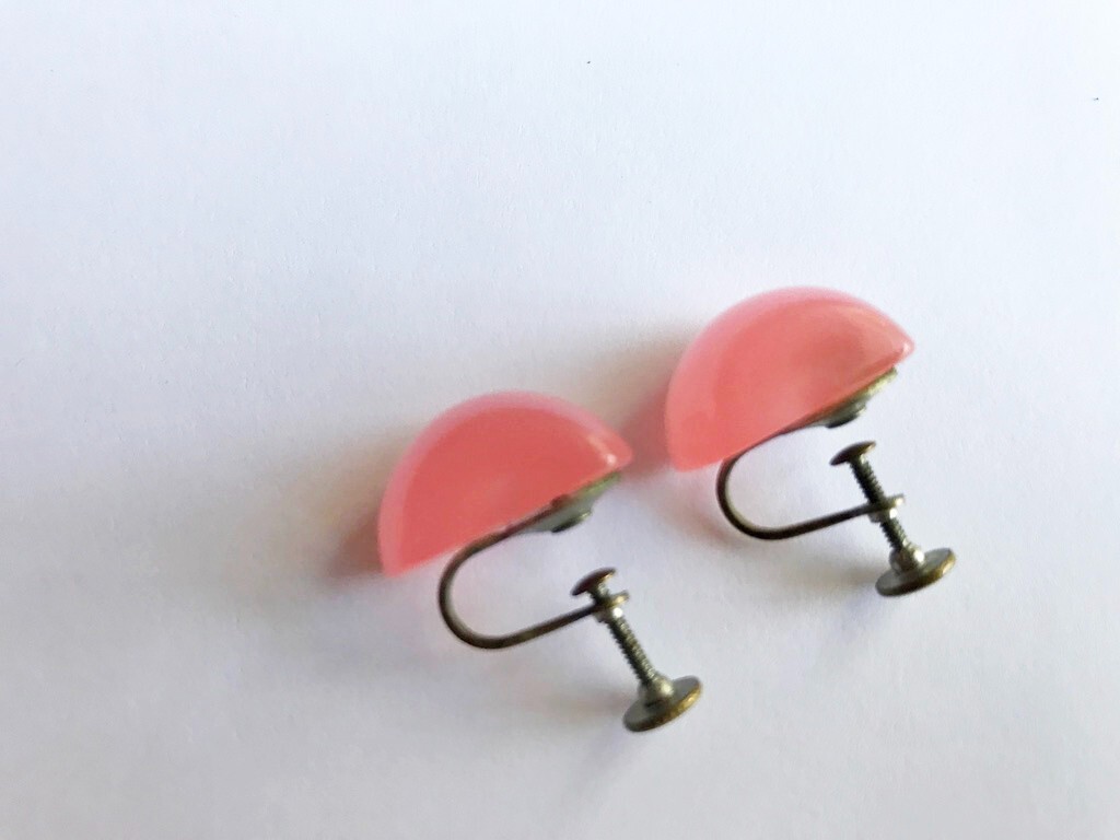 Vintage Translucent Lucite Acrylic Screw Post Earrings 1950s