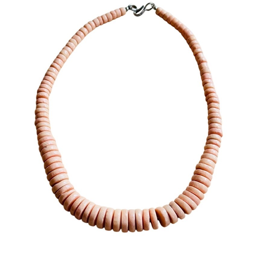VTG Pink Sponge Coral Beaded Necklace BOHO Genuine Real Graduated Beads 60g 19″
