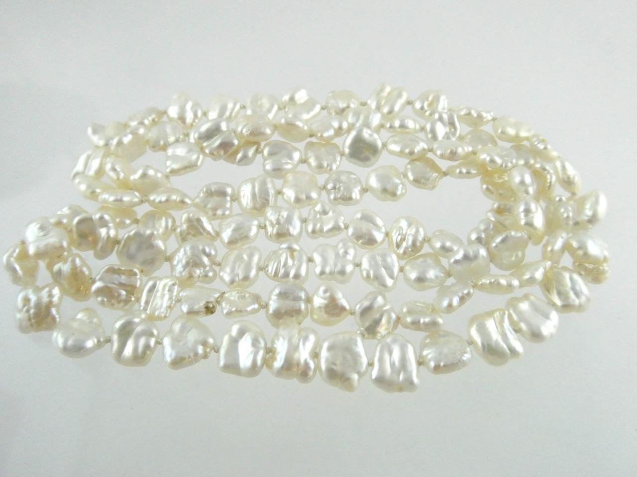 Vintage Hand Knotted Baroque Shape Freshwater Pearl Necklace No Clasp