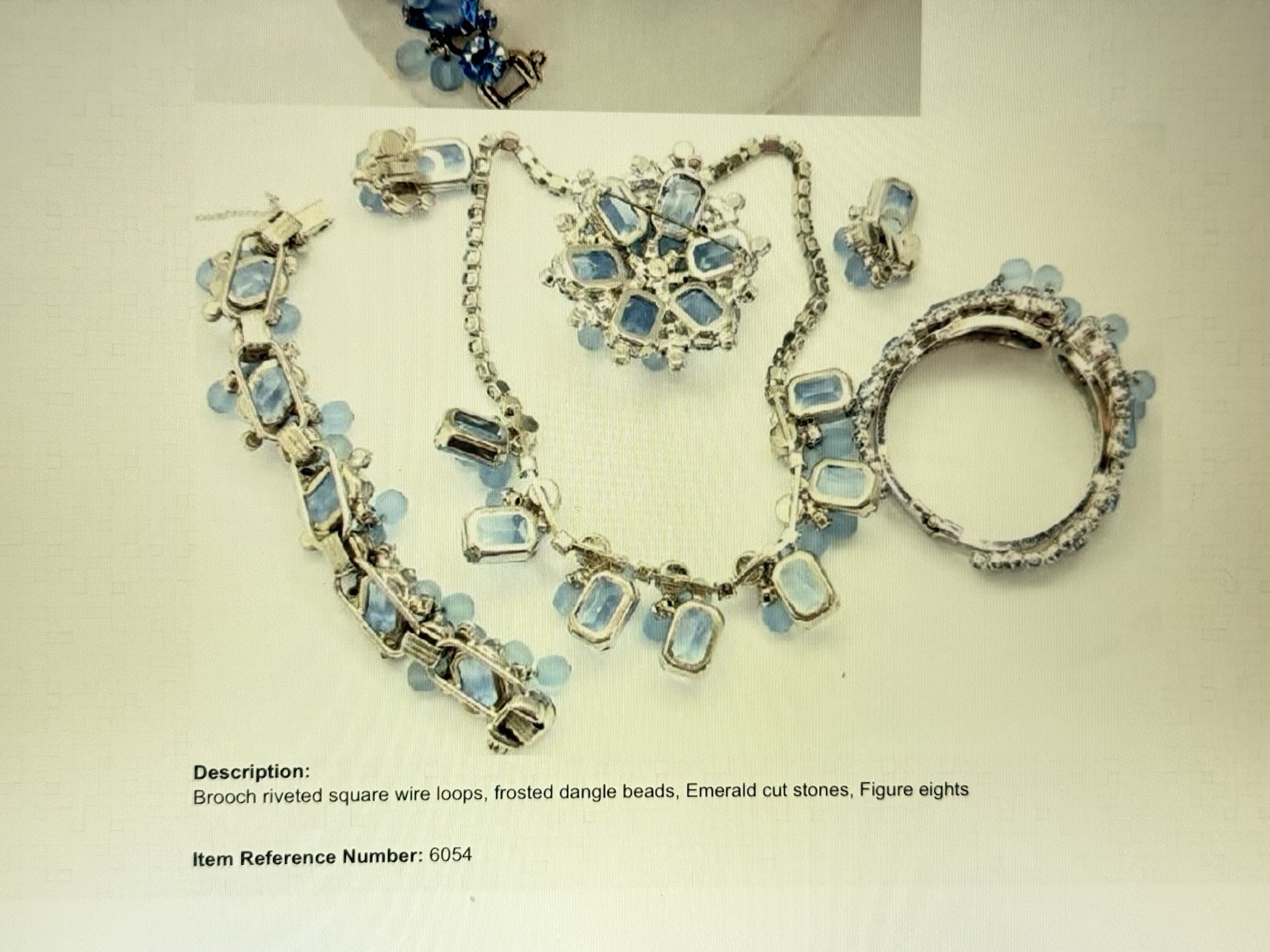 Vintage Verified JULIANA Bracelets, Brooch & Earring Set, Blue Octagon & Beads