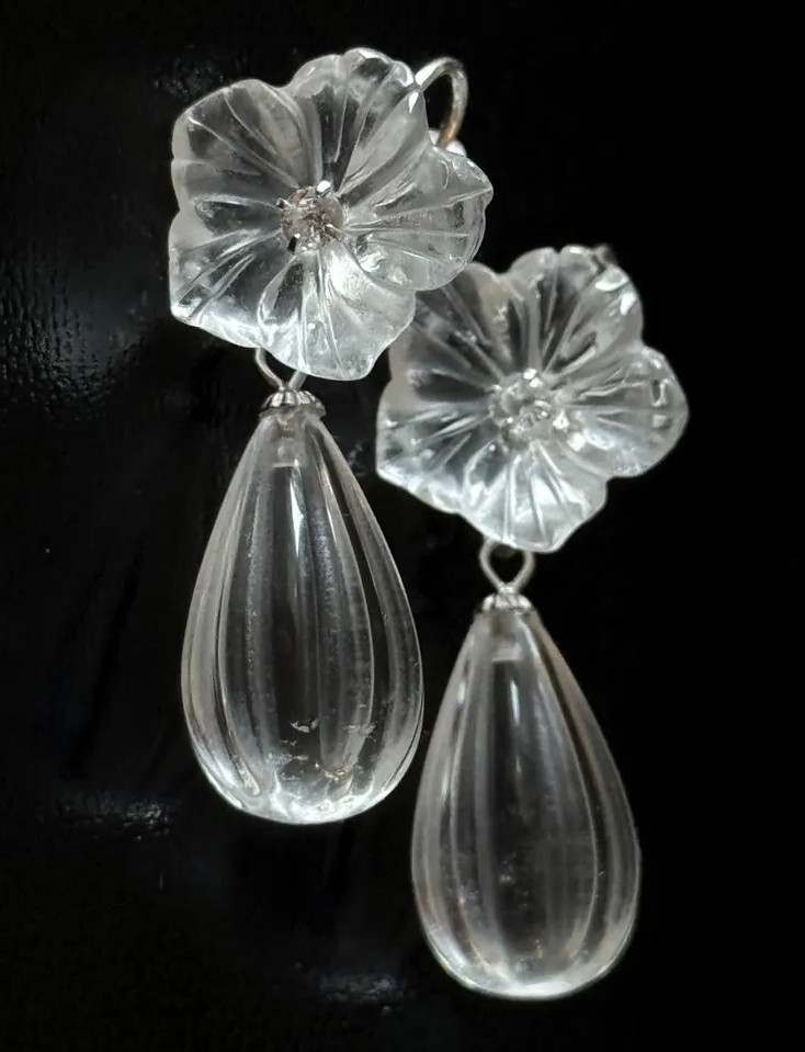Rock crystal earrings 925 sterling silver artisan earrings