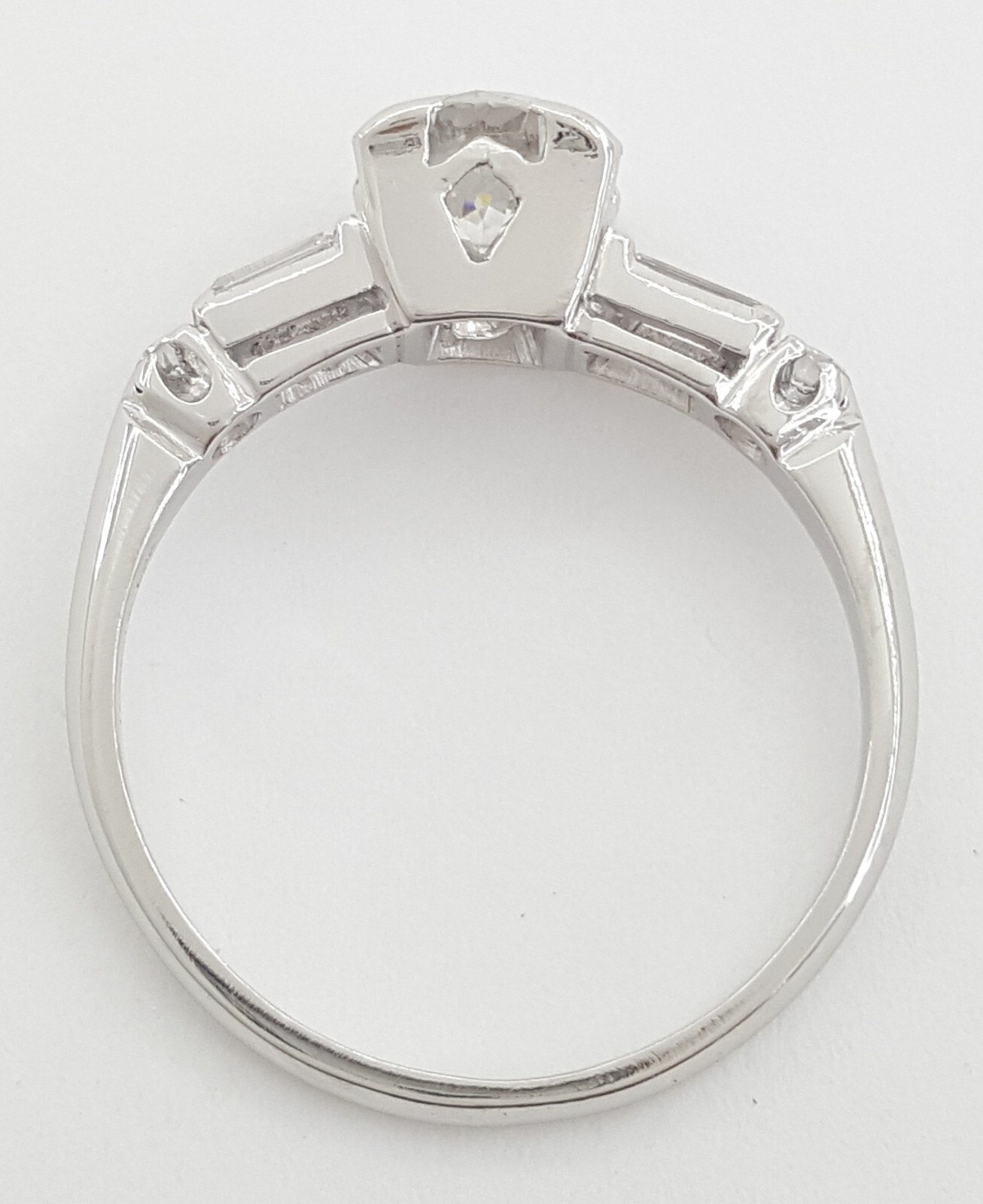 Vintage Old European Cut Diamond Three Stone Engagement Ring Platinum 0.95 ct