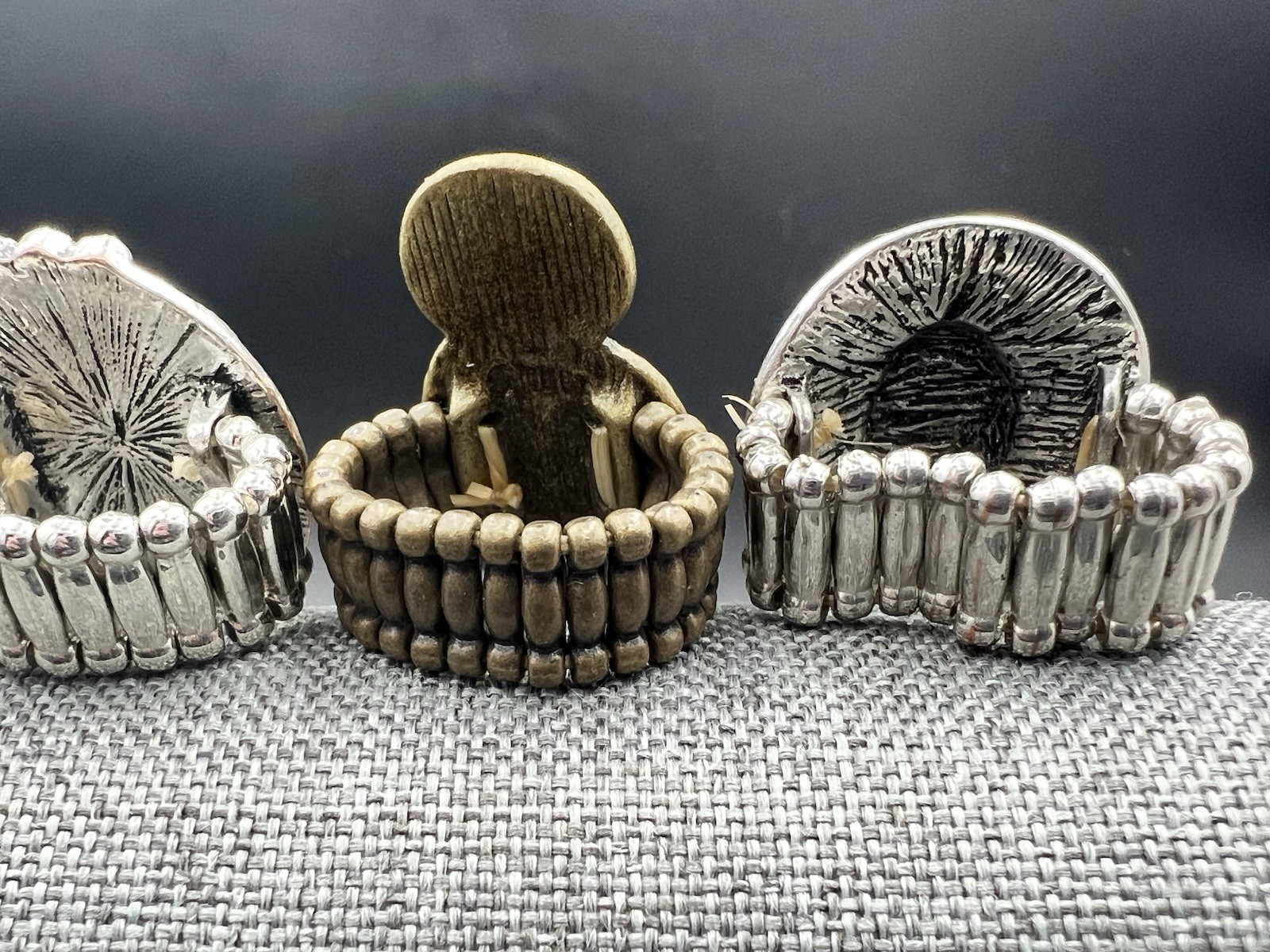 5 Vtg to Modern Silver Tone Stretch Band Ring Lot Southwestern Boho – One Size