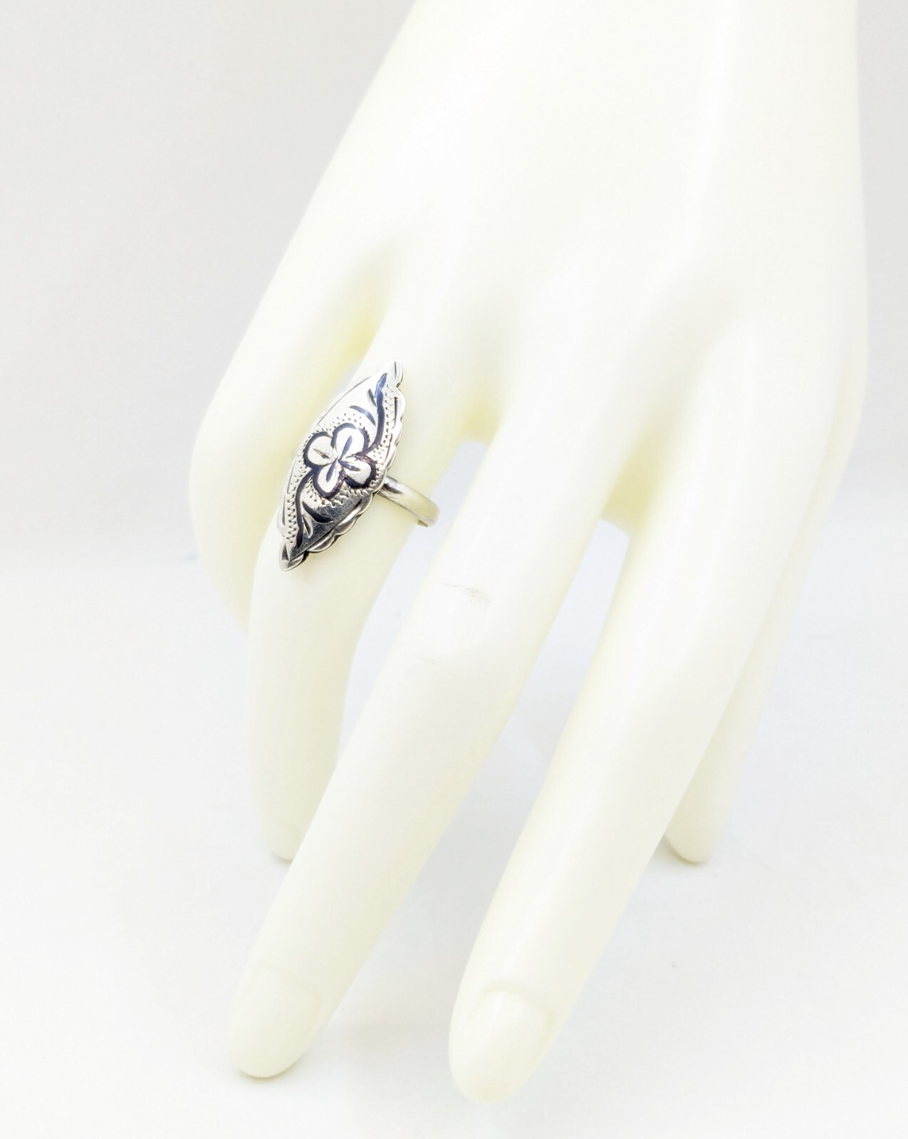 Vintage RING Silver⭐925 stamp Star USSR with Blackening -size: 7US (17.5mm)| #20