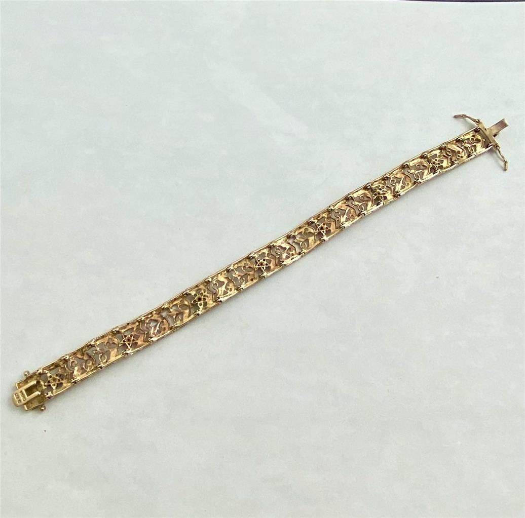 Ross Simons Sterling Silver Gold Pl. Emerald Ruby Sapphire Floral Bracelet 7-1/4