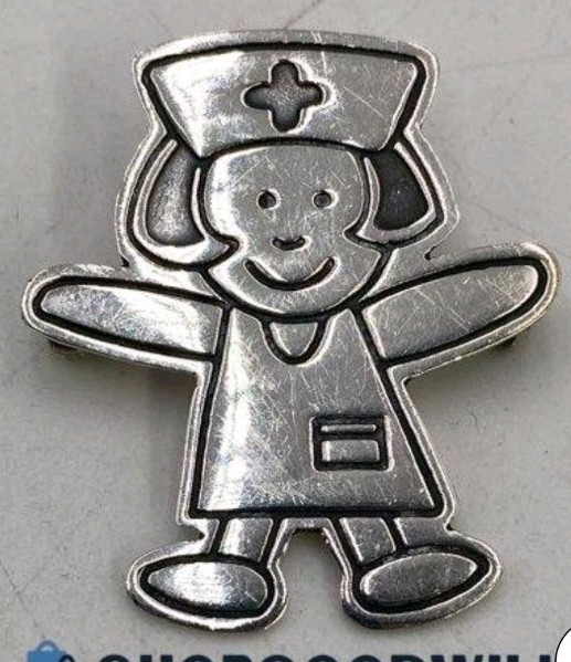 Sterling Silver Nurse Pin Stamped 925 MEX