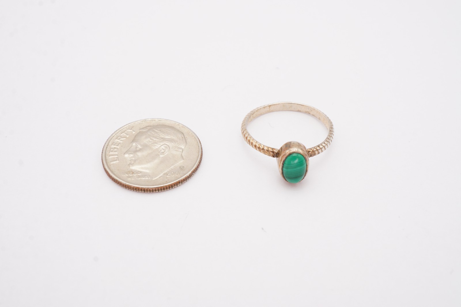 Vintage Sterling Silver 925 Malachite Ring Size 4.25
