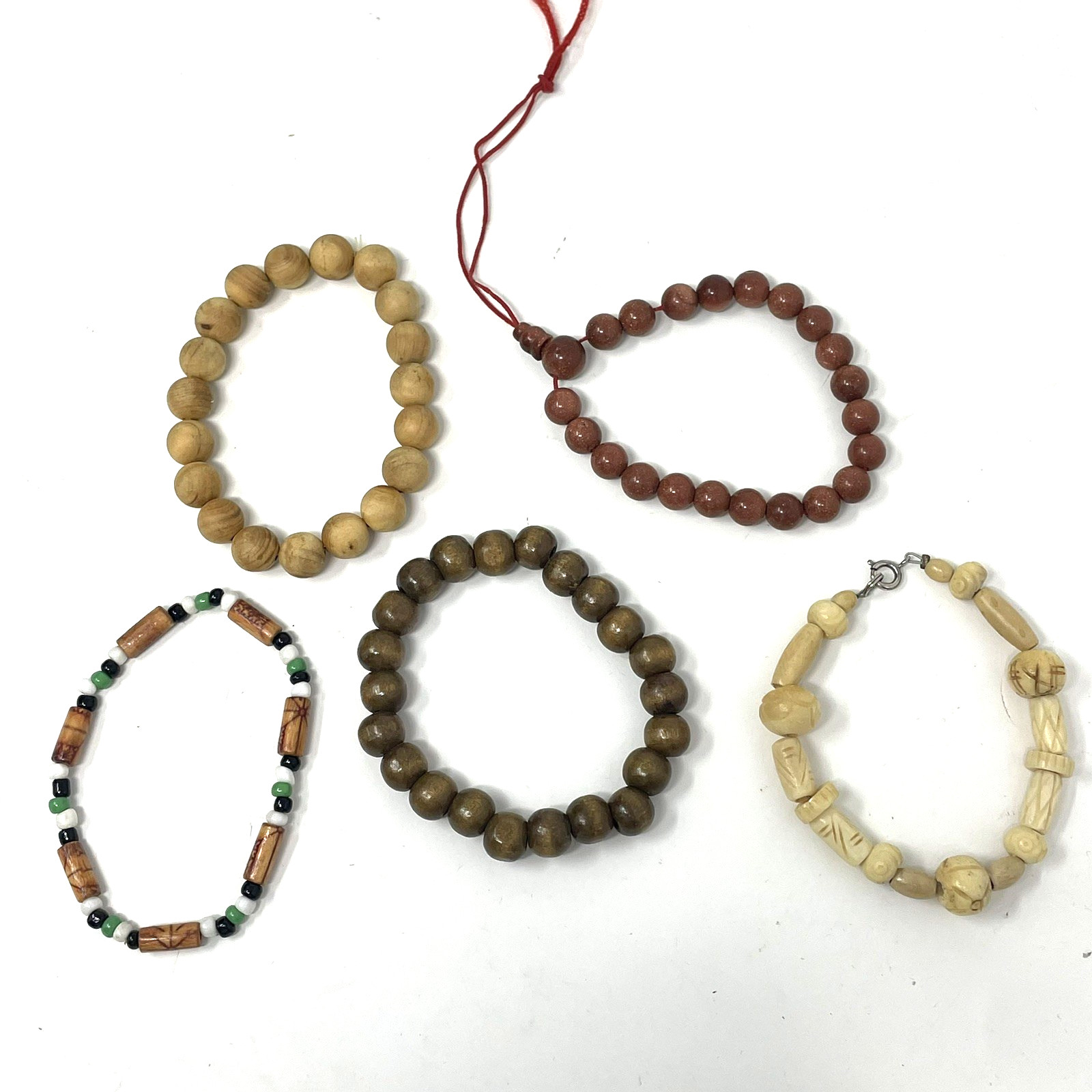 Vintage Estate Necklace Bracelet Lot 23 Brown Tones Mixed Ethnic Moonstone Beads