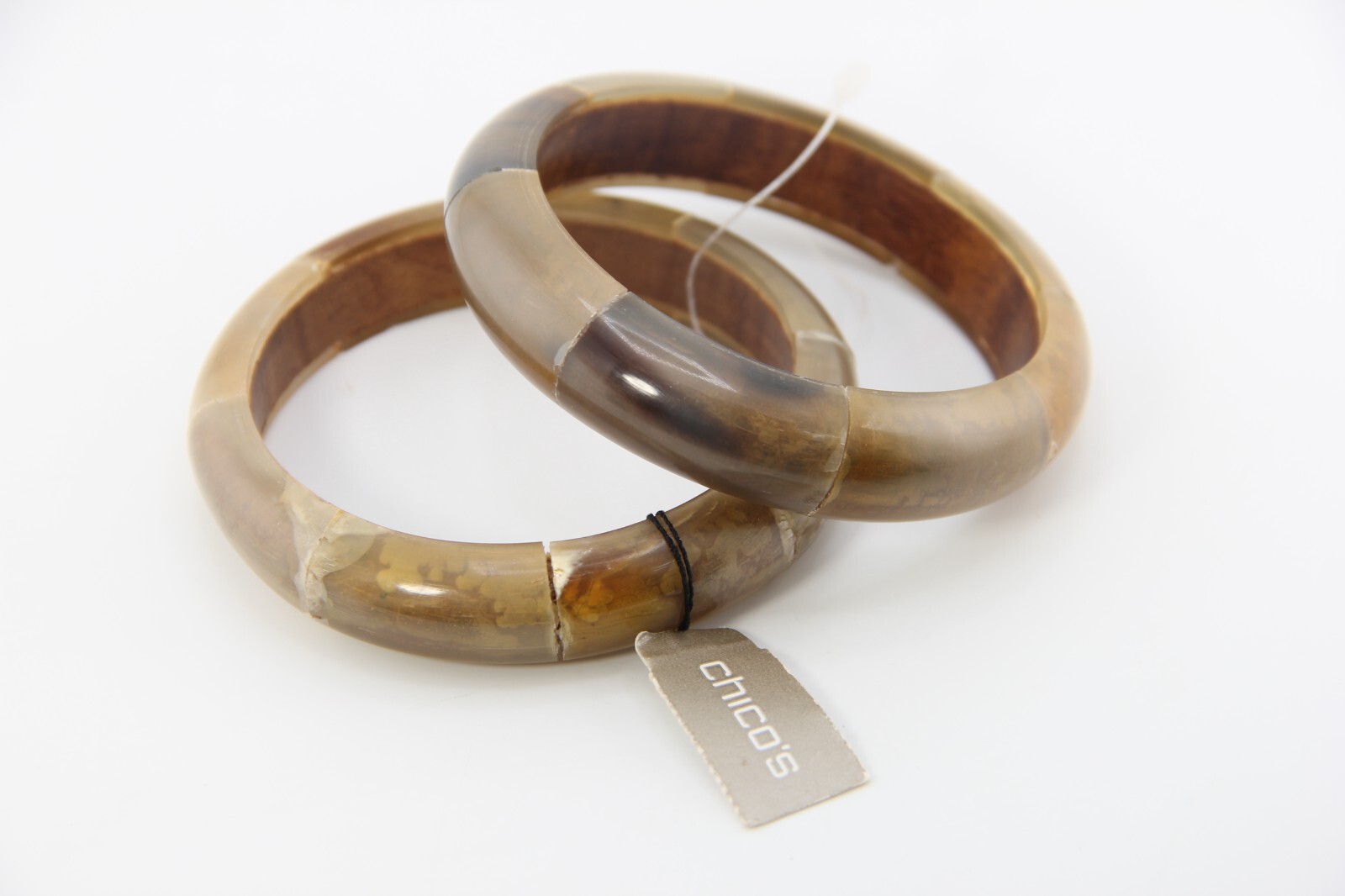 Chicos Bracelet Lucite/Acrylic and wood Bracelet-Set of Two, Earth Tone Colors