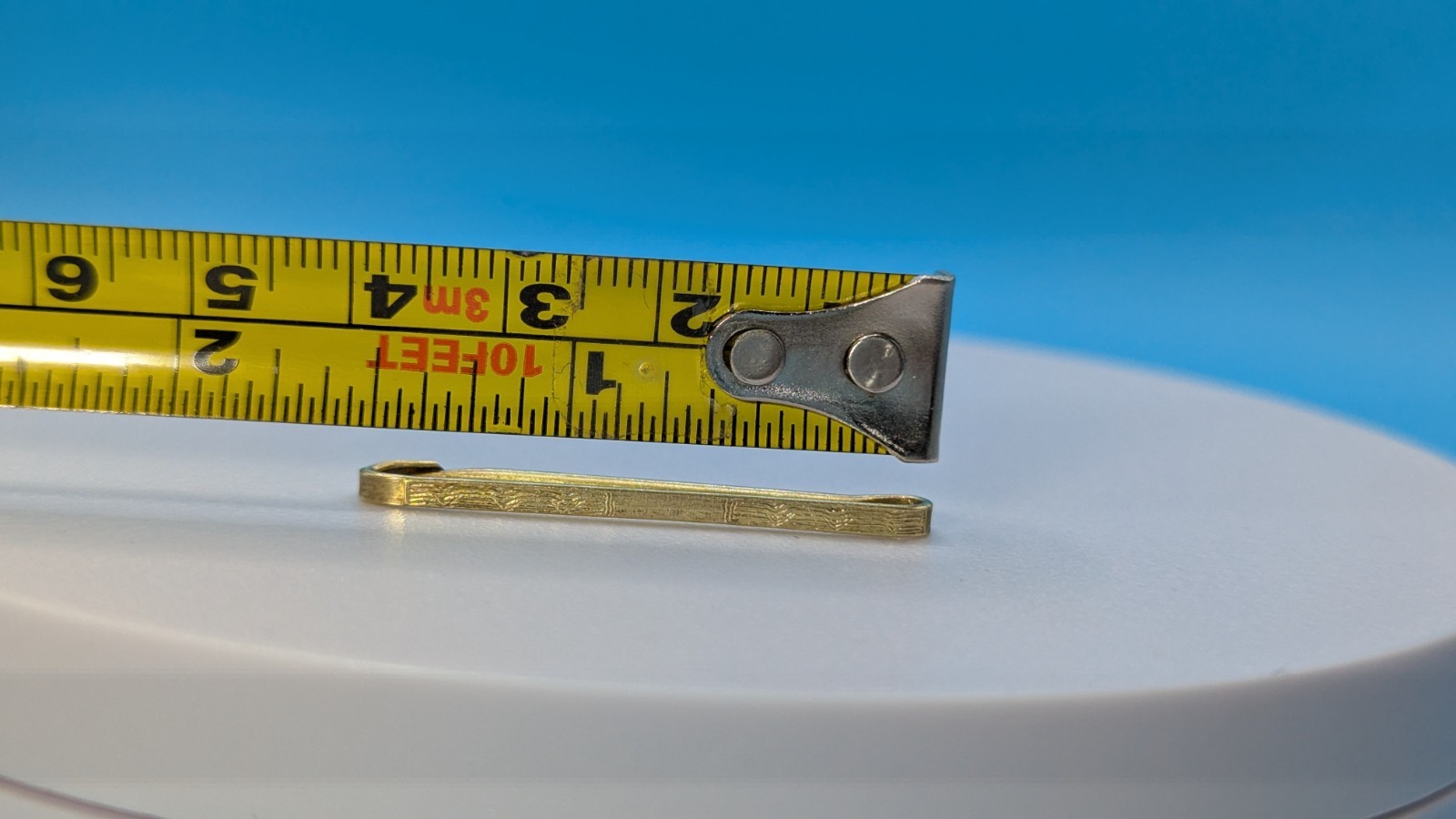 Antique Victorian Gold Tone Safety Pin Clasp Bar Lingerie Pin 1.5″ Trees Nature