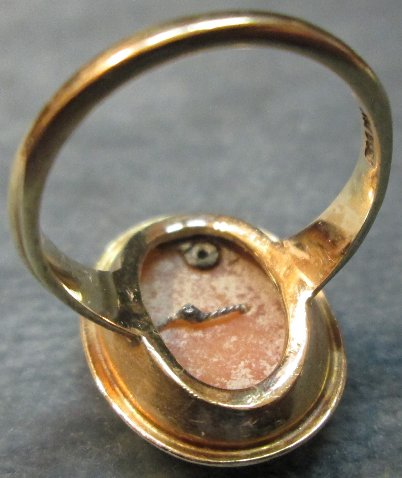 Victorian Size 5 1/4 Solid BDA 10K Gold With 10 Point Diamond Cameo Ring