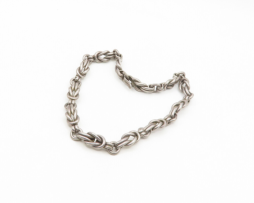 LOS CASTILLO MEXICO 925 Silver – Vintage Knot Link Smooth Chain Necklace- NE2808